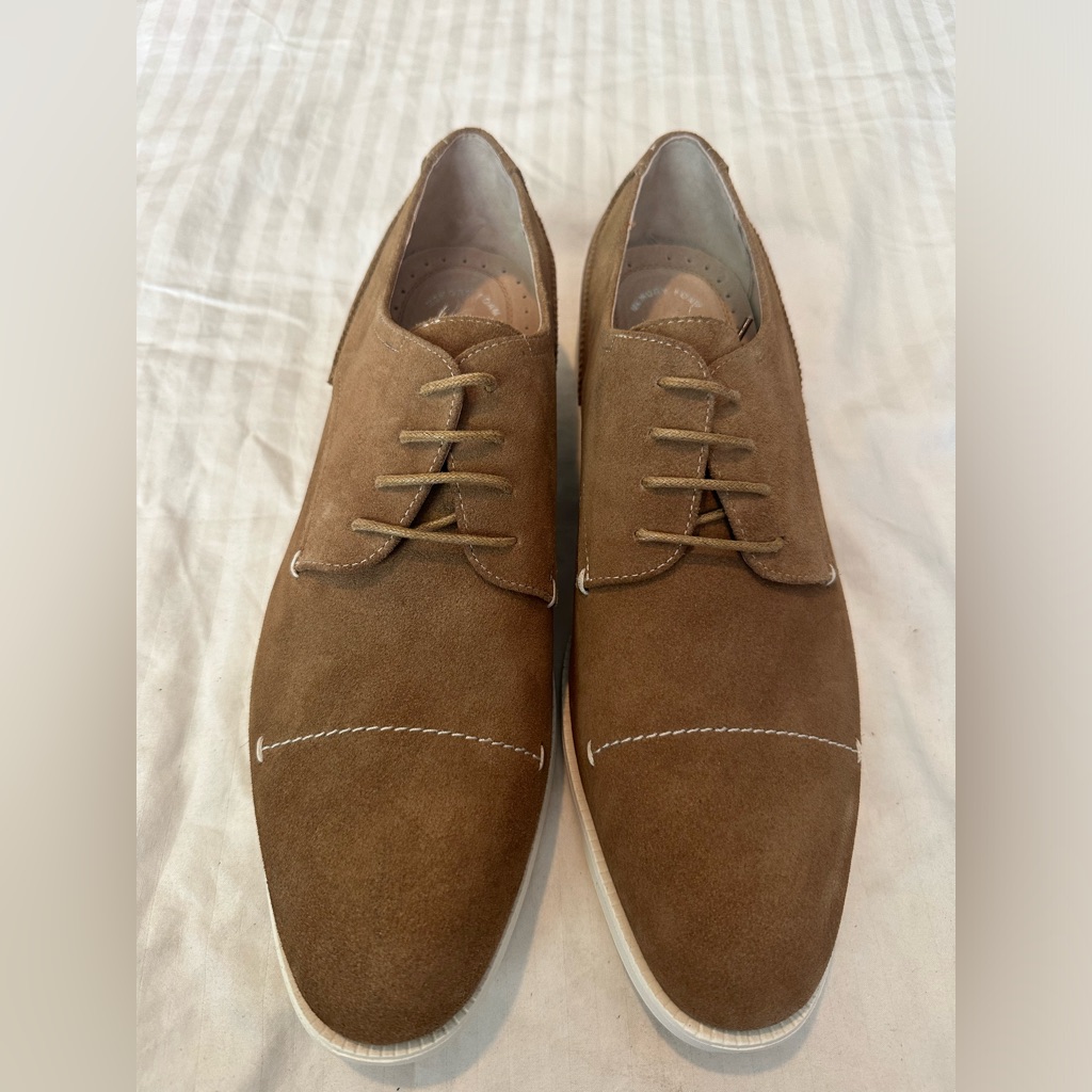 Brand New Stacy Adams Mens Sand Suede Wilcox Oxford Dress Shoes